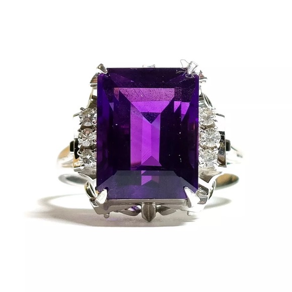 Jewelry Ring Amethyst Platinum Platinum Purple  1322955 - Picture 1 of 11